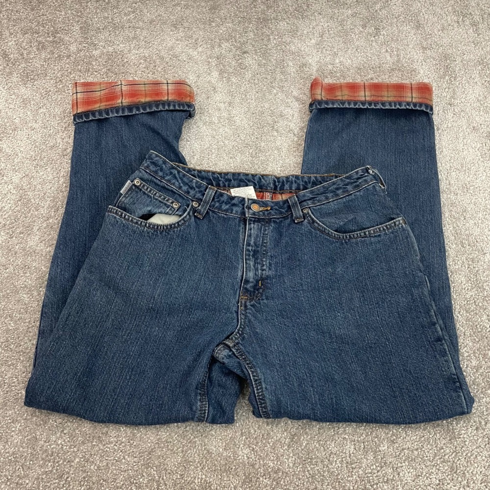 Carhartt Flannel Lined Jeans Womens 10 X 32 Plaid Workwear Streetwear Utility